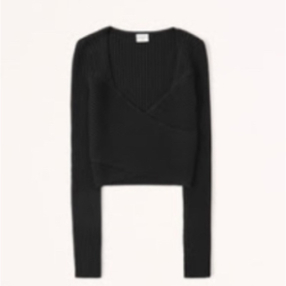 Abercrombie & Fitch LuxeLoft Black Sweater Wrap Top (xs) - Picture 5 of 5